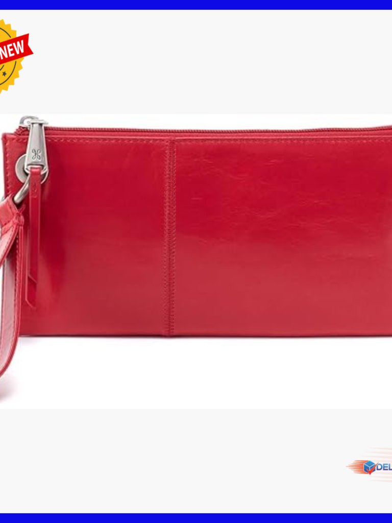 Leather Wristlet Clutch With Card Slots And Zipper Pocket